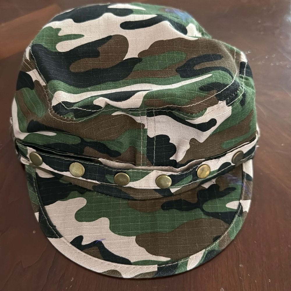 Small Camouflage Army Cap w/ Buttons costume accessory Halloween dance pretend